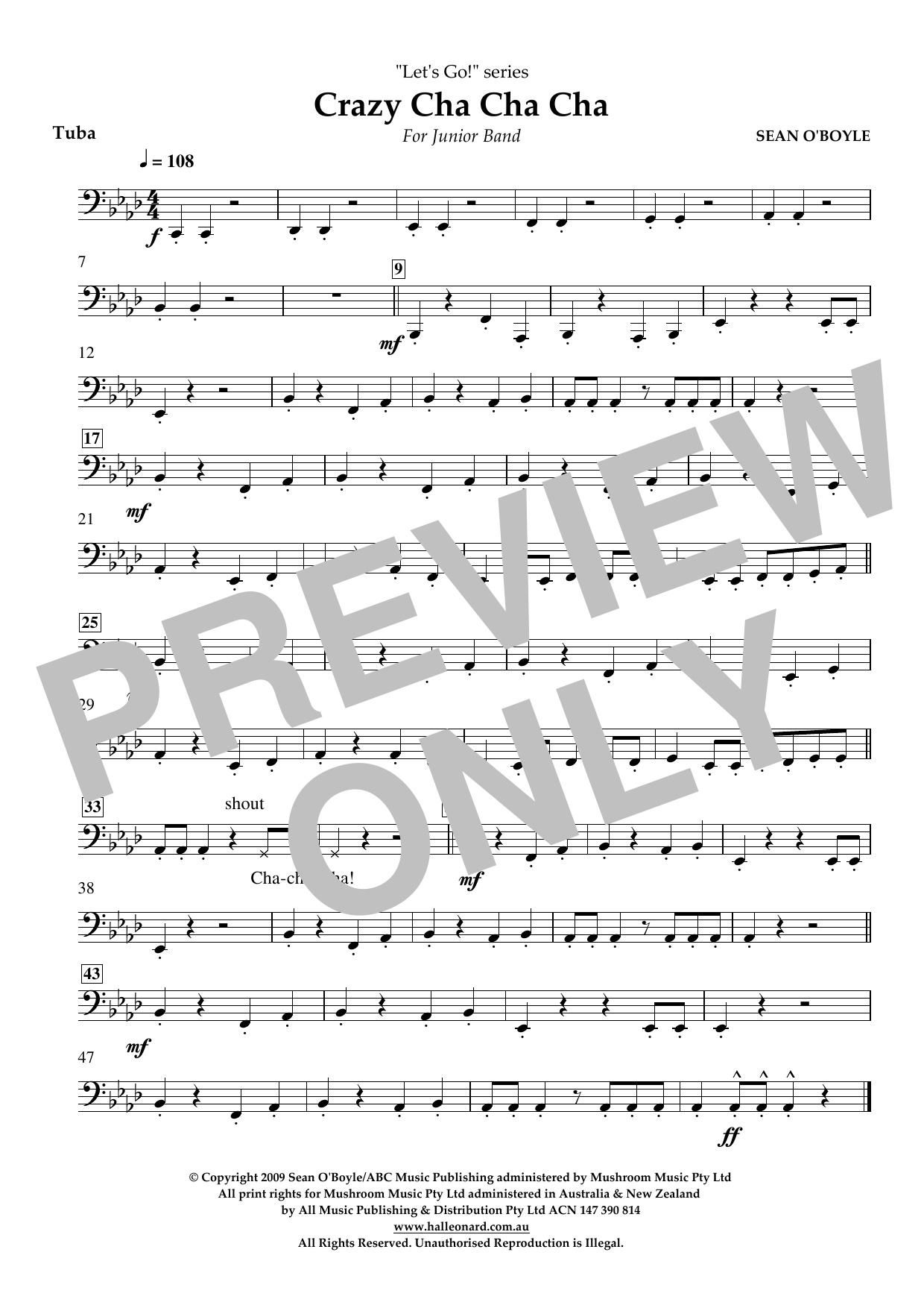 Sean O'Boyle Crazy Cha Cha Cha - Tuba Sheet Music Notes & Chords for Concert Band - Download or Print PDF