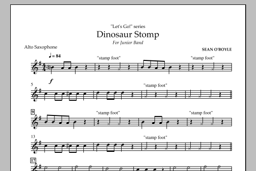 Sean O'Boyle Dinosaur Stomp - Alto Saxophone Sheet Music Notes & Chords for Concert Band - Download or Print PDF