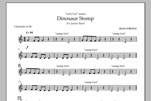 Sean O'Boyle Dinosaur Stomp - Bb Clarinet Sheet Music Notes & Chords for Concert Band - Download or Print PDF