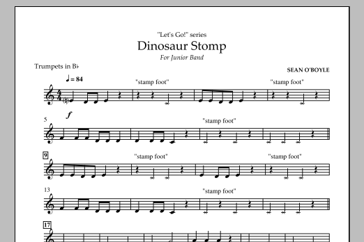 Sean O'Boyle Dinosaur Stomp - Bb Trumpet Sheet Music Notes & Chords for Concert Band - Download or Print PDF