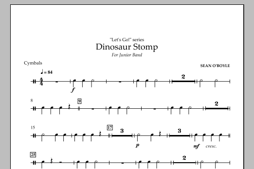 Sean O'Boyle Dinosaur Stomp - Cymbals Sheet Music Notes & Chords for Concert Band - Download or Print PDF
