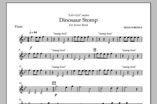 Sean O'Boyle Dinosaur Stomp - Flute Sheet Music Notes & Chords for Concert Band - Download or Print PDF