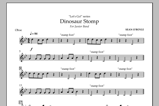 Sean O'Boyle Dinosaur Stomp - Oboe Sheet Music Notes & Chords for Concert Band - Download or Print PDF