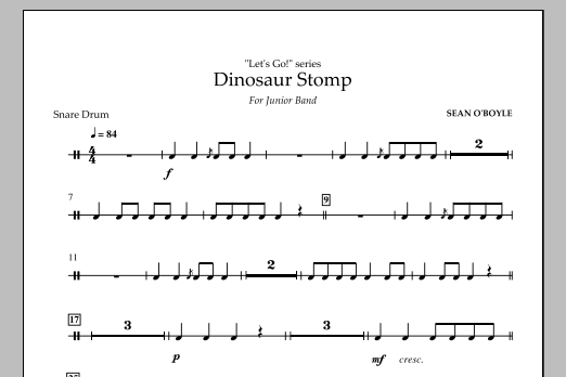 Sean O'Boyle Dinosaur Stomp - Snare Drum Sheet Music Notes & Chords for Concert Band - Download or Print PDF