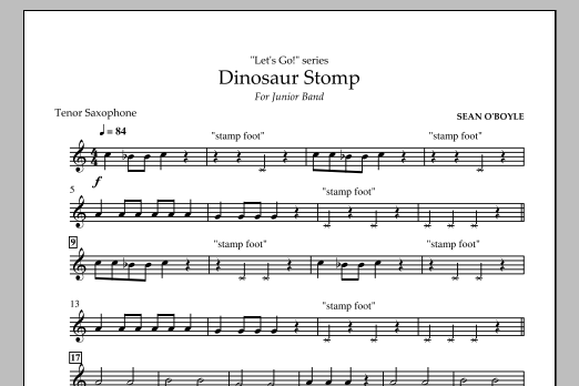 Sean O'Boyle Dinosaur Stomp - Tenor Saxophone Sheet Music Notes & Chords for Concert Band - Download or Print PDF
