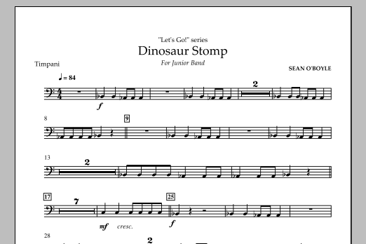 Sean O'Boyle Dinosaur Stomp - Timpani Sheet Music Notes & Chords for Concert Band - Download or Print PDF