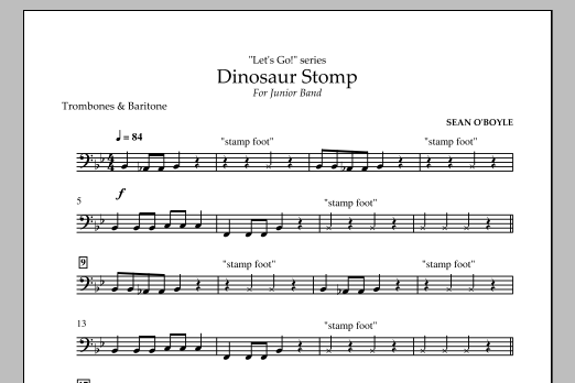 Sean O'Boyle Dinosaur Stomp - Trombone/Baritone B.C. Sheet Music Notes & Chords for Concert Band - Download or Print PDF