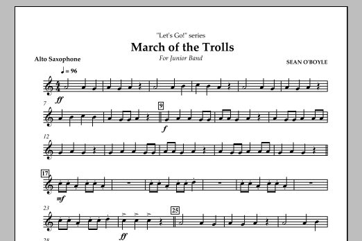 Sean O'Boyle March of the Trolls - Alto Saxophone Sheet Music Notes & Chords for Concert Band - Download or Print PDF