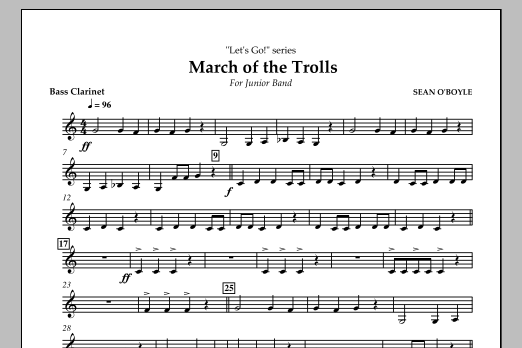 Sean O'Boyle March of the Trolls - Bass Clarinet Sheet Music Notes & Chords for Concert Band - Download or Print PDF