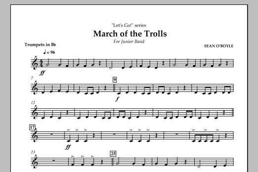 Sean O'Boyle March of the Trolls - Bb Trumpet Sheet Music Notes & Chords for Concert Band - Download or Print PDF