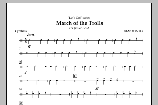 Sean O'Boyle March of the Trolls - Cymbals Sheet Music Notes & Chords for Concert Band - Download or Print PDF