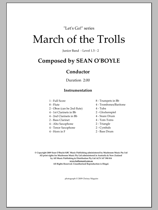 Sean O'Boyle March of the Trolls - Score Sheet Music Notes & Chords for Concert Band - Download or Print PDF