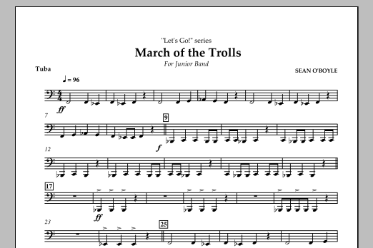 Sean O'Boyle March of the Trolls - Tuba Sheet Music Notes & Chords for Concert Band - Download or Print PDF
