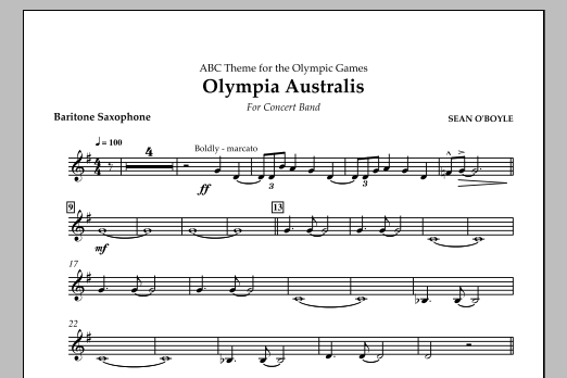 Sean O'Boyle Olympia Australis (Concert Band) - Baritone Saxophone Sheet Music Notes & Chords for Concert Band - Download or Print PDF