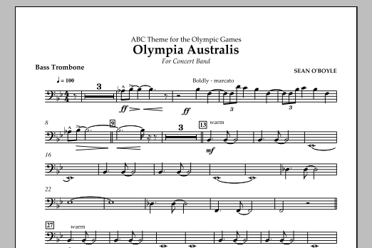 Sean O'Boyle Olympia Australis (Concert Band) - Bass Trombone Sheet Music Notes & Chords for Concert Band - Download or Print PDF