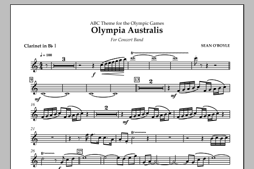 Sean O'Boyle Olympia Australis (Concert Band) - Bb Clarinet 1 Sheet Music Notes & Chords for Concert Band - Download or Print PDF