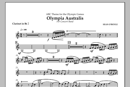Sean O'Boyle Olympia Australis (Concert Band) - Bb Clarinet 2 Sheet Music Notes & Chords for Concert Band - Download or Print PDF