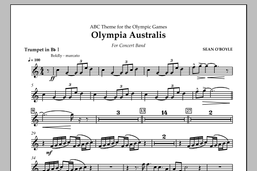 Sean O'Boyle Olympia Australis (Concert Band) - Bb Trumpet 1 Sheet Music Notes & Chords for Concert Band - Download or Print PDF