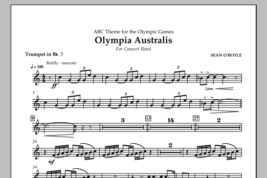 Sean O'Boyle Olympia Australis (Concert Band) - Bb Trumpet 3 Sheet Music Notes & Chords for Concert Band - Download or Print PDF