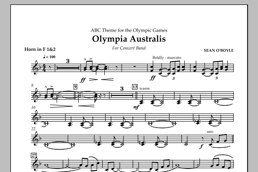 Sean O'Boyle Olympia Australis (Concert Band) - Horn 2 in F Sheet Music Notes & Chords for Concert Band - Download or Print PDF