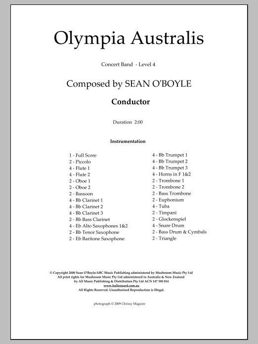 Sean O'Boyle Olympia Australis (Concert Band) - Score Sheet Music Notes & Chords for Concert Band - Download or Print PDF