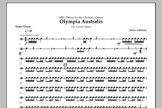 Sean O'Boyle Olympia Australis (Concert Band) - Snare Drum Sheet Music Notes & Chords for Concert Band - Download or Print PDF