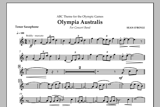Sean O'Boyle Olympia Australis (Concert Band) - Tenor Saxophone Sheet Music Notes & Chords for Concert Band - Download or Print PDF