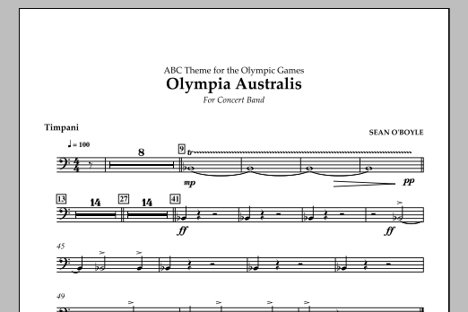 Sean O'Boyle Olympia Australis (Concert Band) - Timpani Sheet Music Notes & Chords for Concert Band - Download or Print PDF