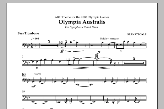 Sean O'Boyle Olympia Australis (Symphonic Wind Band) - Bass Trombone Sheet Music Notes & Chords for Concert Band - Download or Print PDF