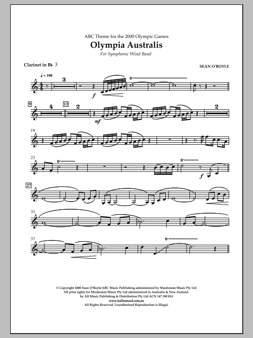 Sean O'Boyle Olympia Australis (Symphonic Wind Band) - Bb Clarinet 3 Sheet Music Notes & Chords for Concert Band - Download or Print PDF