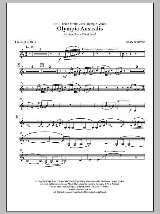 Sean O'Boyle Olympia Australis (Symphonic Wind Band) - Bb Clarinet 4 Sheet Music Notes & Chords for Concert Band - Download or Print PDF