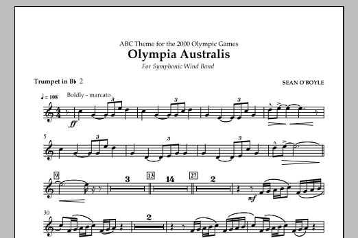 Sean O'Boyle Olympia Australis (Symphonic Wind Band) - Bb Trumpet 2 Sheet Music Notes & Chords for Concert Band - Download or Print PDF