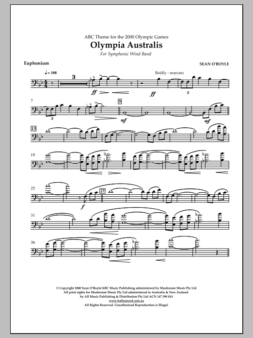 Sean O'Boyle Olympia Australis (Symphonic Wind Band) - Euphonium Sheet Music Notes & Chords for Concert Band - Download or Print PDF