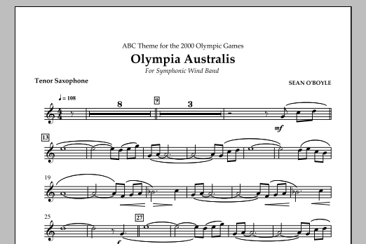 Sean O'Boyle Olympia Australis (Symphonic Wind Band) - Tenor Saxophone Sheet Music Notes & Chords for Concert Band - Download or Print PDF