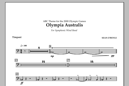 Sean O'Boyle Olympia Australis (Symphonic Wind Band) - Timpani Sheet Music Notes & Chords for Concert Band - Download or Print PDF