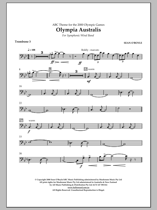 Sean O'Boyle Olympia Australis (Symphonic Wind Band) - Trombone 3 Sheet Music Notes & Chords for Concert Band - Download or Print PDF