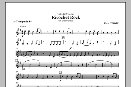 Sean O'Boyle Ricochet Rock - 1st Trumpet in Bb Sheet Music Notes & Chords for Concert Band - Download or Print PDF