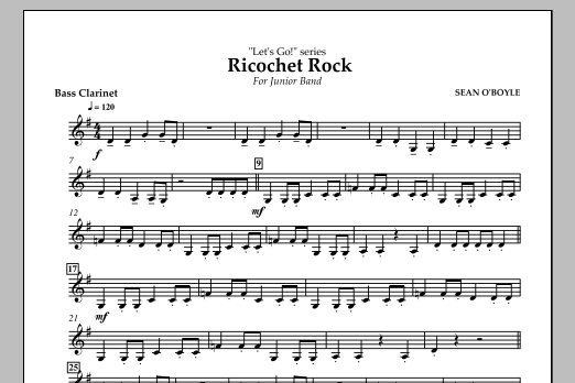 Sean O'Boyle Ricochet Rock - Bass Clarinet Sheet Music Notes & Chords for Concert Band - Download or Print PDF