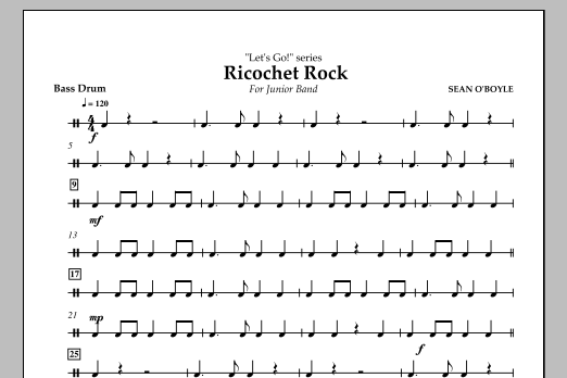 Sean O'Boyle Ricochet Rock - Bass Drum Sheet Music Notes & Chords for Concert Band - Download or Print PDF
