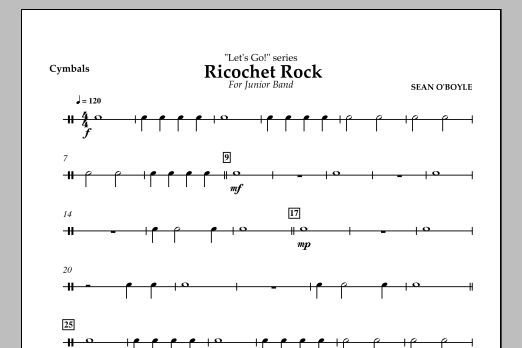 Sean O'Boyle Ricochet Rock - Cymbals Sheet Music Notes & Chords for Concert Band - Download or Print PDF