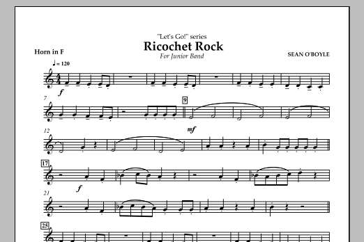 Sean O'Boyle Ricochet Rock - Horn in F Sheet Music Notes & Chords for Concert Band - Download or Print PDF
