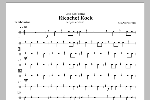 Sean O'Boyle Ricochet Rock - Tambourine Sheet Music Notes & Chords for Concert Band - Download or Print PDF