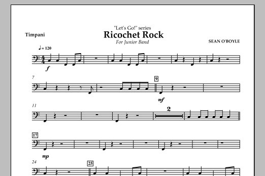 Sean O'Boyle Ricochet Rock - Timpani Sheet Music Notes & Chords for Concert Band - Download or Print PDF