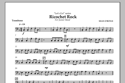 Sean O'Boyle Ricochet Rock - Trombone Sheet Music Notes & Chords for Concert Band - Download or Print PDF