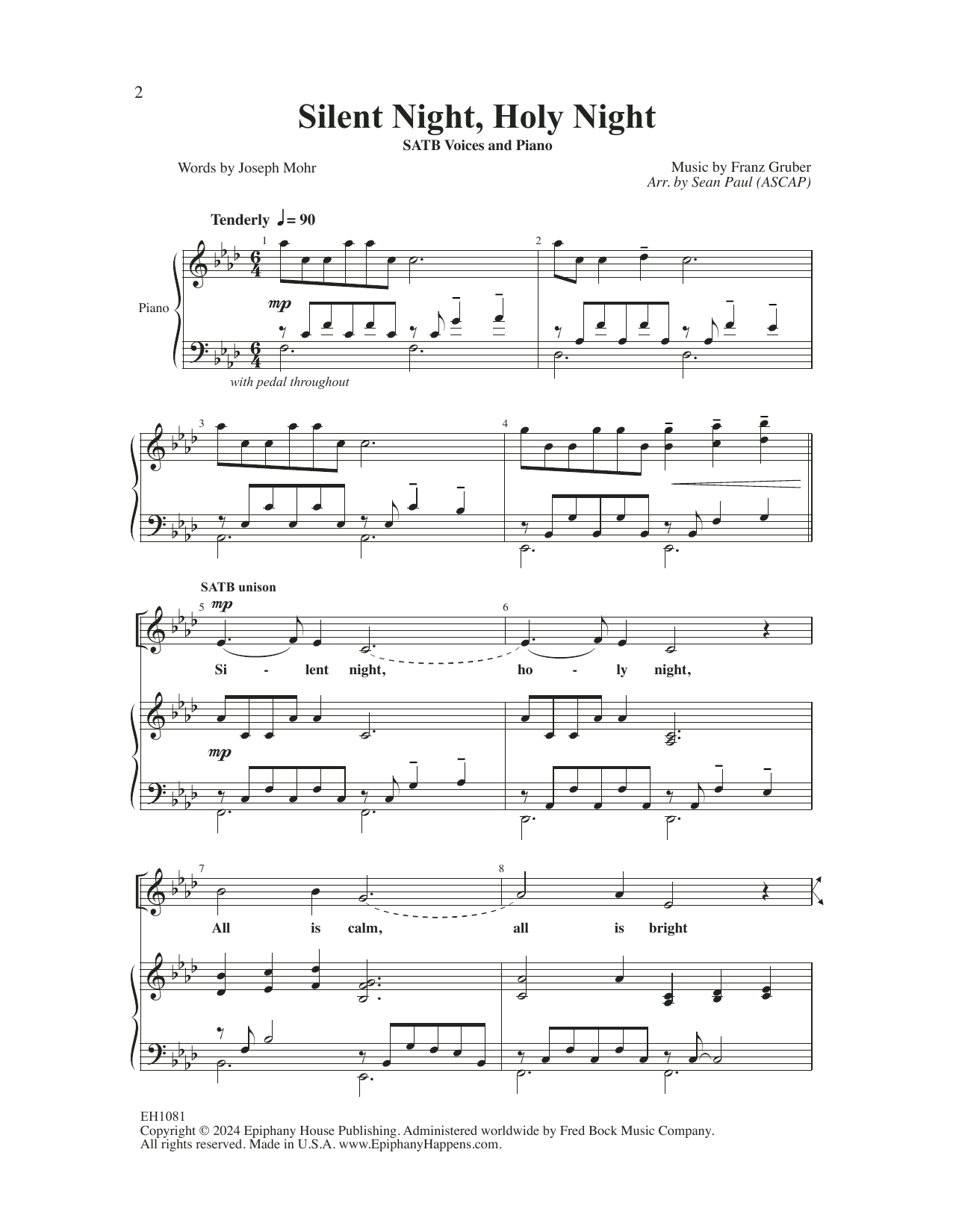 Sean Paul Silent Night, Holy Night Sheet Music Notes & Chords for SATB Choir - Download or Print PDF