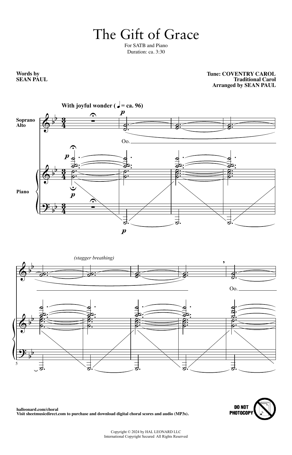 Sean Paul The Gift Of Grace Sheet Music Notes & Chords for SATB Choir - Download or Print PDF