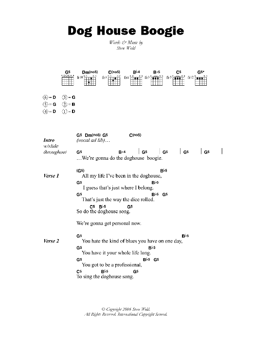 Seasick Steve Dog House Boogie Sheet Music Notes & Chords for Lyrics & Chords - Download or Print PDF