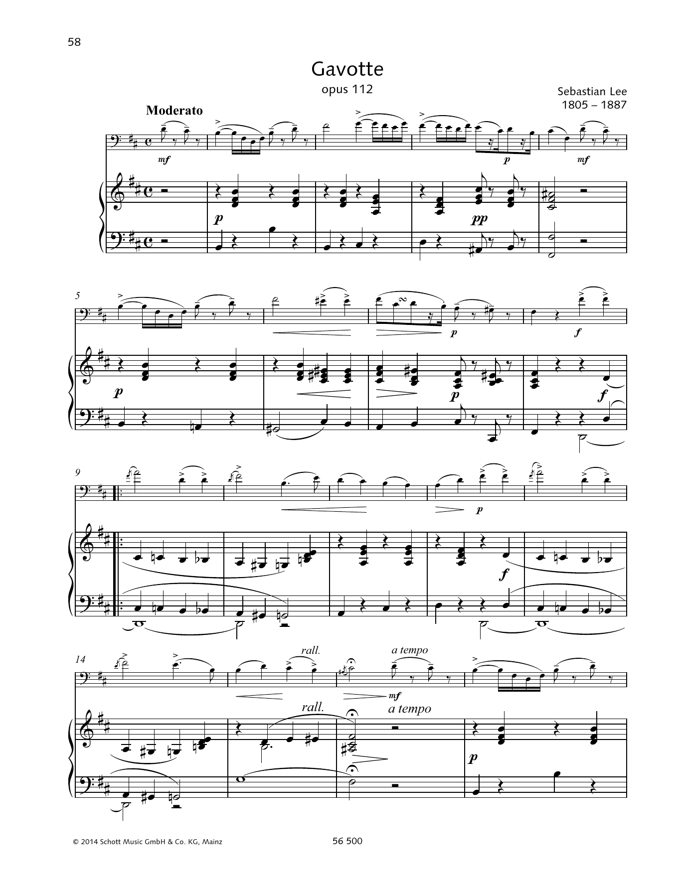 Sebastian Lee Gavotte Sheet Music Notes & Chords for String Solo - Download or Print PDF