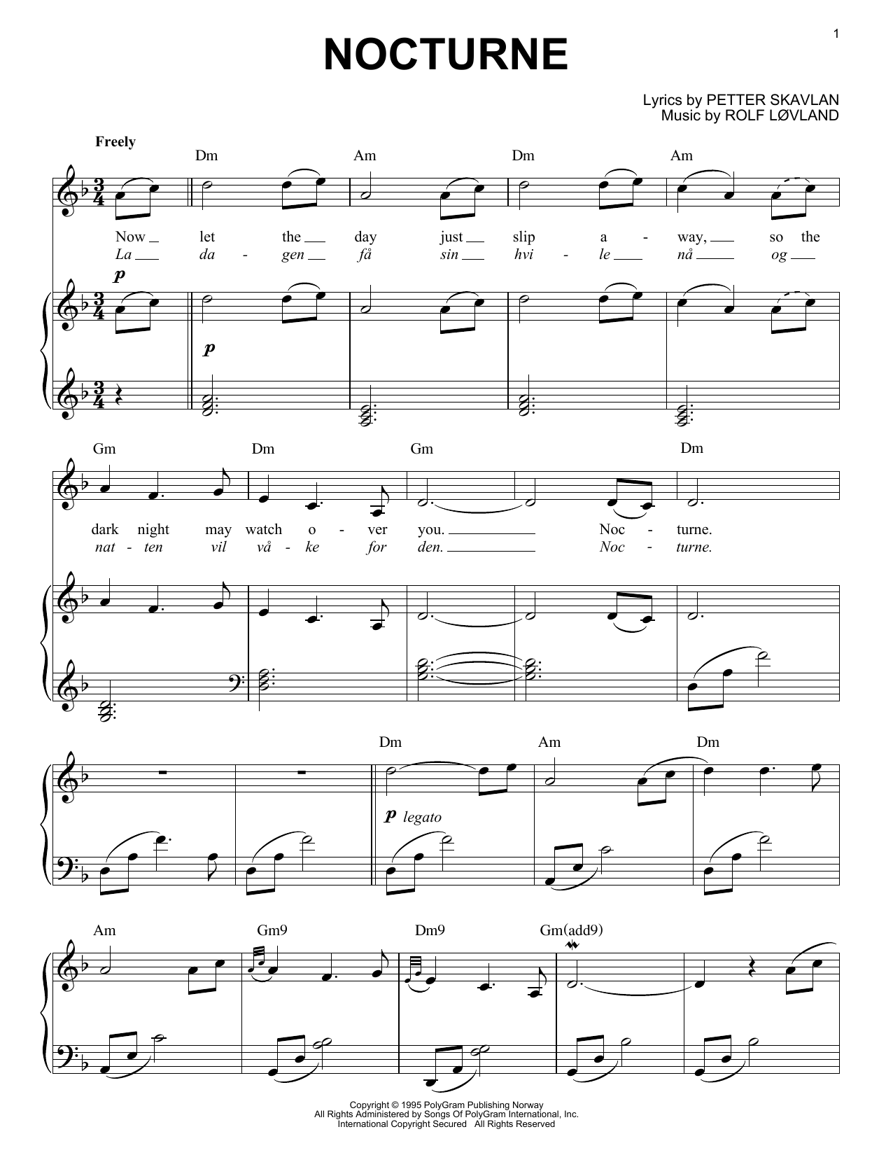 Secret Garden Nocturne Sheet Music Notes & Chords for Piano - Download or Print PDF