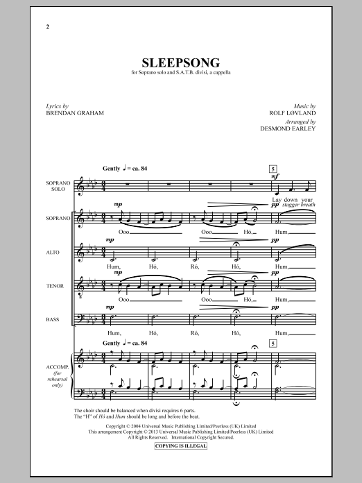 Secret Garden Sleepsong Sheet Music Notes & Chords for SATB - Download or Print PDF
